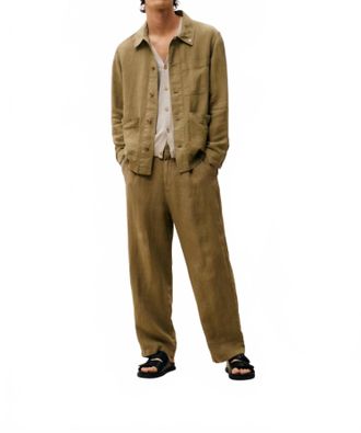 Closed Blomberg Wide Linen Trousers In Chino Green