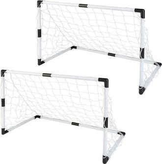 Trade Shop Trade Shop - Set 2 Pz Mini Porte Da Calcio 91,5x61x48cm Con Palla Pompa 8 Picchetti Fissaggio