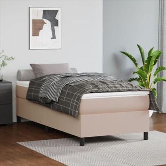 vidaXL Cama Box Spring Con Colch&oacute;n Cuero Sint&eacute;tico Capuchino 90x190 Cm Vidaxl