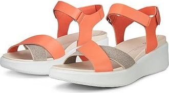 Ecco Flowt Wedge Luxury Crossband Womens Sandals Coral : EU 41 (US Womens 10-10.5) M, Leather