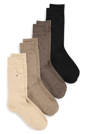 Tommy Hilfiger 4-Pack Solid Crew Dress Socks in Taupe Heather Assorted at Nordstrom Rack