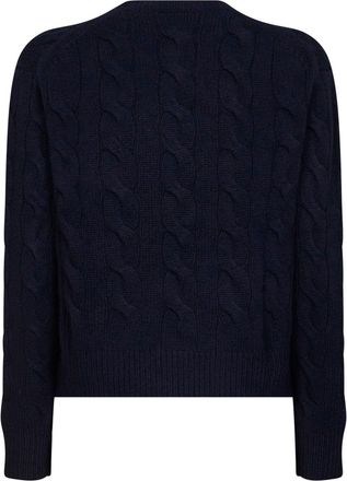Polo Ralph Lauren Womens Cable-Knit Crewneck Sweater, Wool-Cashmere Blue