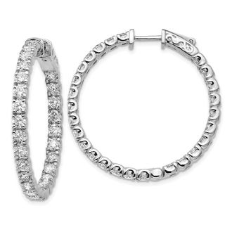 Diamond2Deal 14k Gold 4 7/8 ct Lab Grown Diamond Patented Safety Clasp In and Out Hoop Earrings VS Clarity, D-E Color