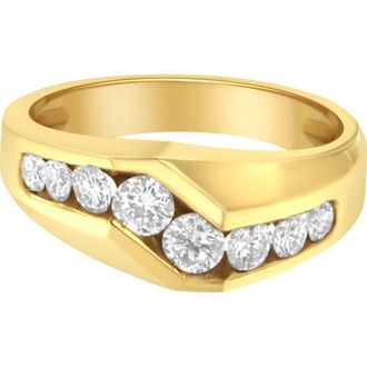 House of Brilliance 14KT Yellow Gold Mens Round Cut Diamond Ring at Nordstrom, Size 9.5
