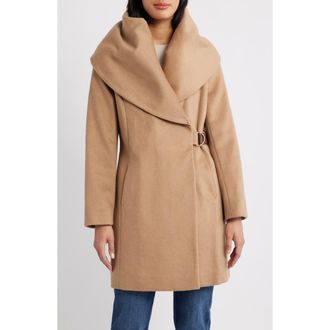 Via Spiga Hooded Wool Blend Belted Coat in Camel at Nordstrom, Size Xx-Large