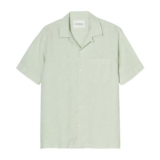 Closed Closed, Short Sleeve Shirts, male, Green, Size: M Green Linen Shirt - Relaxed Fit