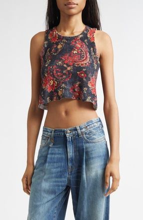 R13 Floral Paisley Sweater Tank in Black Red Multicolor at Nordstrom, Size X-Large