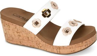 Corkys Footwear Womens Hi Tide Wedge Sandals In White And Gold