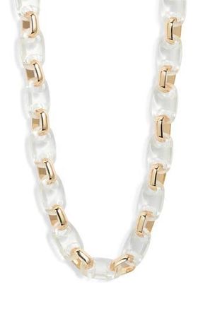 Open Edit Mariner Resin Link Collar Necklace in Clear- Gold at Nordstrom Rack
