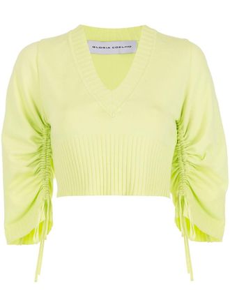 Gloria Coelho short-sleeved gathered top - Green