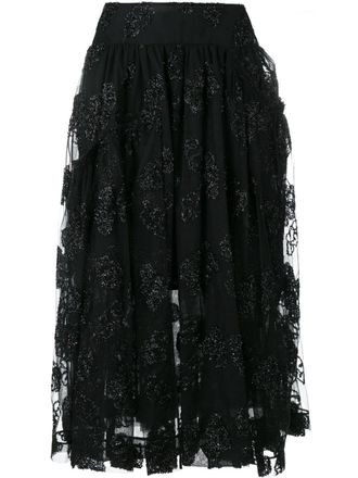 Simone Rocha jacquard tulle midi skirt - Nero