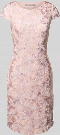 Christian Berg Cocktail Knielanges Cocktailkleid mit Allover-Stitchings in Rose Melange, Größe 42
