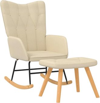 Les Tendances Les Tendances - Silla Mecedora Con Reposapi&eacute;s Tela Color Crema Vidaxl