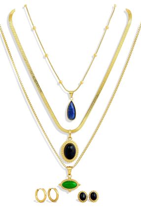 Savvy Cie Jewels 8 PIECES GENUINE GEMSTONE SET