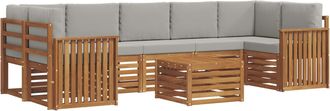 vidaXL Conjunto De Sof&aacute;s De Exterior 8 Uds. Gris Natural Y Claro Vidaxl