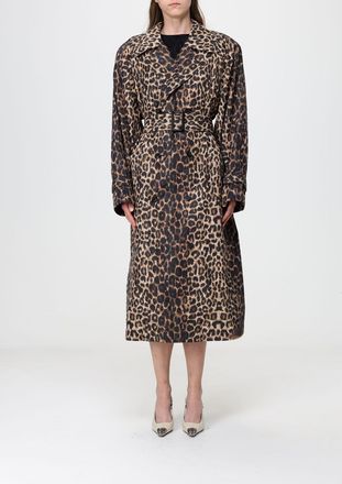 Saint Laurent Trench doppiopetto animalier con cintura in vita
