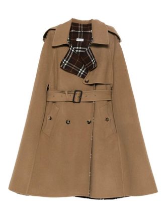 Burberry wool cape - women - Wool - XS/S - Brown