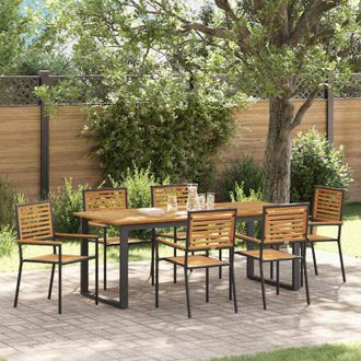 vidaXL Conjunto De Comedor De Jard&iacute;n 7 Pcs Negro Vidaxl