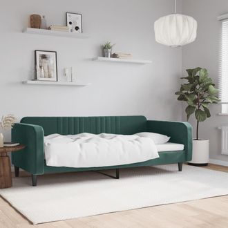 vidaXL Vidaxl - Sof&aacute; Cama Sin Colch&oacute;n Terciopelo Verde Oscuro 90x200cm