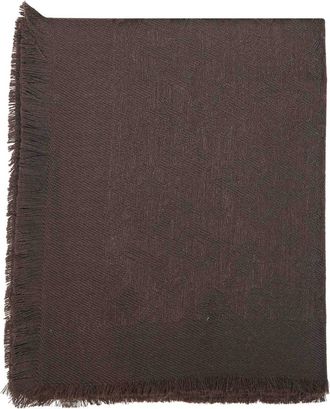 Tagliatore Jacquard sjaal met franjes - Heren - Accessoires - Bruin - Maat: ONE Size Zijde