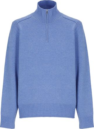 Guest In Residence Light Blue High Neck Front Zip Cashmere Sweater