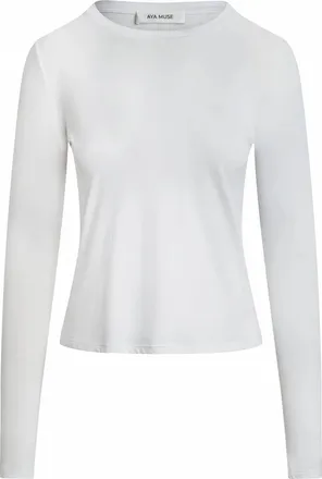 Aya Muse Womens Long Sleeve Tee In Pure White