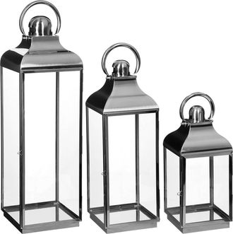 Atmosphera Set Di 3 Lanterne Seif Esterno Interno In Acciaio Inox - Atmosphera Cr&eacute;ateur DInt&eacute;rieur
