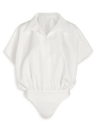 Norma Kamali Poplin Shirt Bodysuit - White - L (UK14 / L)