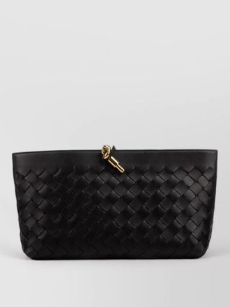 Bottega Veneta rectangular clutch bag woven texture hardware