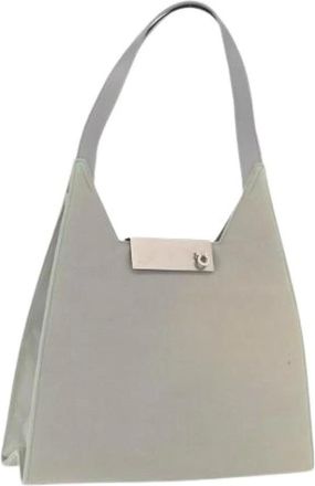 Ferragamo Pre-owned Shoulder Bags, female, Gray, Size: ONE SIZE Pre-owned Suede Shoulder Bag
