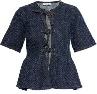 Ganni Denim Top - Dames - Blouses - Blauw - L - Denim - Overhemden