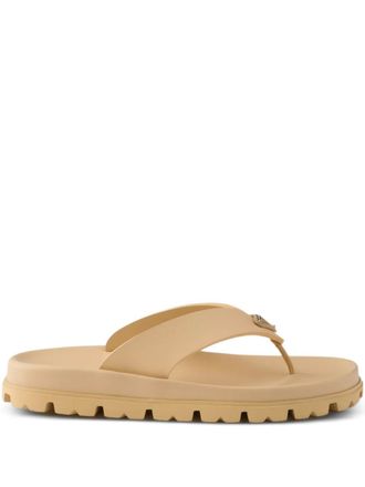 Prada logo-plaque flip flops - Neutrals