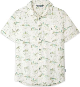 Stio | Mens Curtis Camp Shirt Short Sleeve, Size Extra Large in Mountain Goat WY Landscape