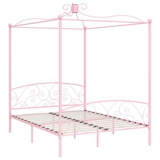 vidaXL Estructura De Cama Con Dosel Sin Colch&oacute;n Metal Rosa 180x200 Cm Vidaxl