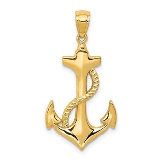 Diamond2Deal 14k Yellow Gold Polished Anchor Rope Pendant