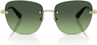 Swarovski 58mm Gradient Square Sunglasses in Gold /Gradient Green at Nordstrom