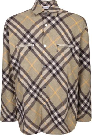 Burberry Beige T-shirt Polo Aw 23 - Heren - Casual Overhemden - Beige - L - Wol - Overhemden