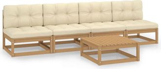 vidaXL Juego De Muebles De Jard&iacute;n 5 Pzas Y Cojines Madera Pino Maciza Vidaxl