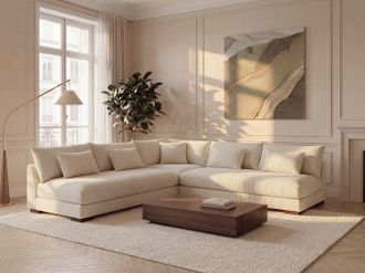 Vente-Unique Divano angolare reversibile in Velluto a coste Beige - SPERONE di PASCAL MORABITO