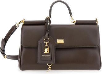 Dolce & Gabbana Bruine leren handtas met sleuteldetail - Dames - Handtassen - Bruin - ONE Size - Leer - Tassen