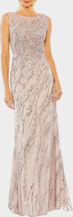 Mac Duggal Bead & Sequin Tulle Column Gown
