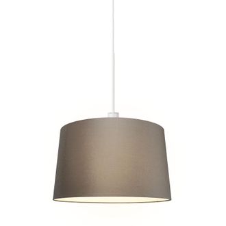 QAZQA Moderno L&aacute;mpara Colgante Moderna Blanca Con Pantalla 45 Cm Topo - Combi 1 Textil /acero Redonda Adecuado Para Led Max. 1 X 60 Watt - Qazqa