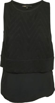 Maje Top met chevron patroon en ronde hals - Zwart