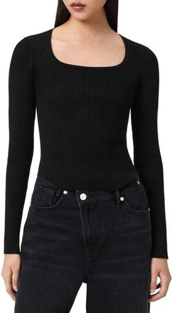 AllSaints Cruz Hera Rib Sweater in Black at Nordstrom, Size X-Small