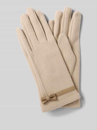 Eem Fashion Regular Fit Handschuhe mit Zierschleife in Beige, Gr&ouml;&szlig;e L
