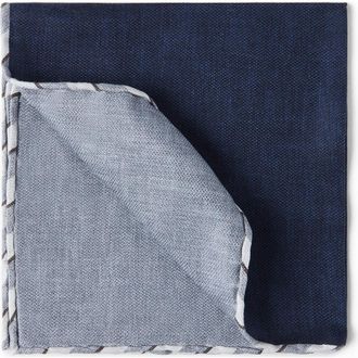 Brunello Cucinelli Silk pocket square in Navy Blue at Nordstrom