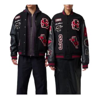 Nike Jordan Air Jordan x Levis Varsity Jacket Asia Sizing Black Gym Red IM6739-010