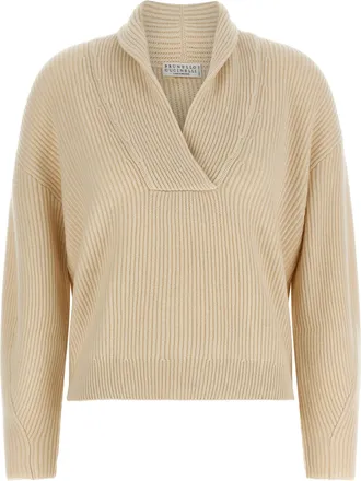 Brunello Cucinelli Beige Cashmere Womens Cardigan