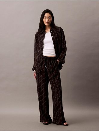 Calvin Klein Womens Flowing Printed Pull-On Pants - Black - XS