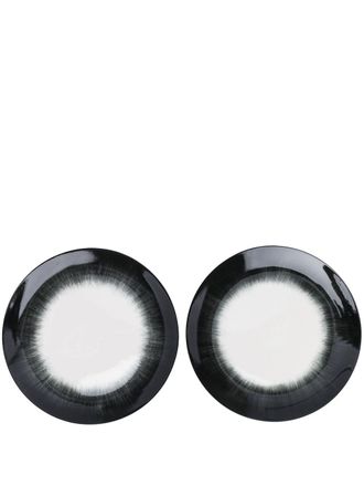 Ann Demeulemeester Set di 2 piatti bicolore - Nero